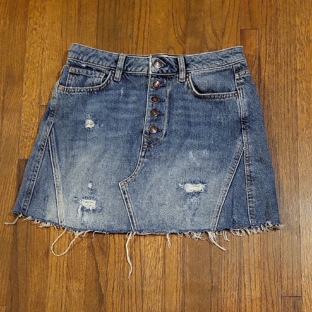 We The Free Denim Button-Up Skirt